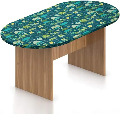 Vista 10 de Mantel ovalado ajustable, decoración de medusas, borde elástico, de poliéster, con forma de medusa, estilo bohemio, con estampado de playa, se
