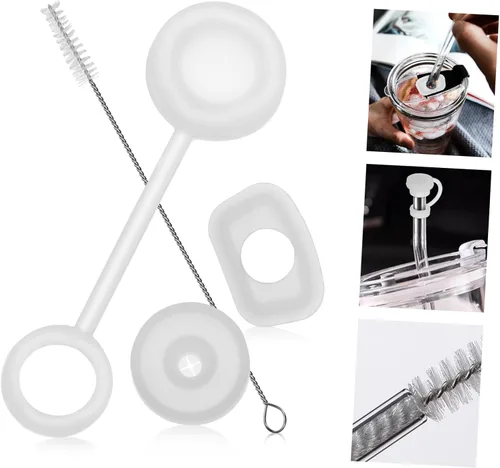 Vista 7 de 12Pcs Silicone Leakproof Stopper Set with Straw Cover Cap and Cleaning Brushes Compatible with Stanley Cup and Spill Stoppers for Spill Protection