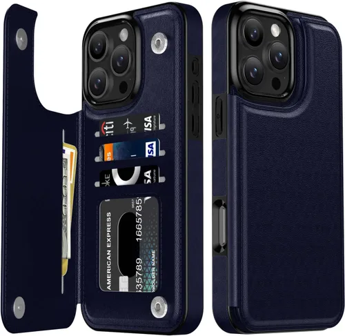 Vista 121 de LETO para iPhone 15 Pro Funda tipo cartera - Tapa tipo folio con patada - Diseños de moda - Tarjetero - Funda protectora para mujeres y niñas - 6.1