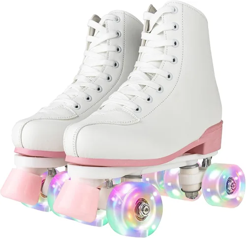 Vista 10 de Patines unisex de doble fila, cuatro ruedas, patines altos, patrón de rayos, para principiantes, mujeres, hombres, niños y niñas