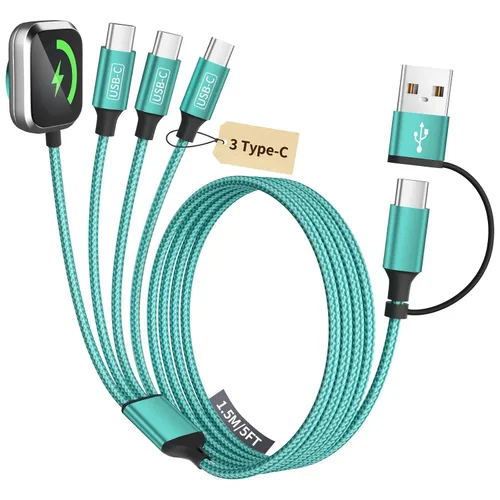 Vista 14 de Cruise Essentials Cable de Carga 4 en 2 para Cargador Apple iWatch/iPhone 17/Lightning/Micro, Cable Cord de Carga Múltiple de Viaje Compatible