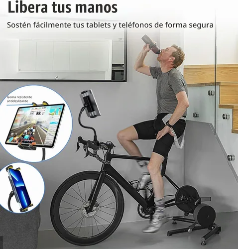Vista 2 de Charchendo Soporte para tableta de cinta de correr de cuello de cisne, ajuste universal para bicicleta elíptica/bicicleta de giro/bicicleta