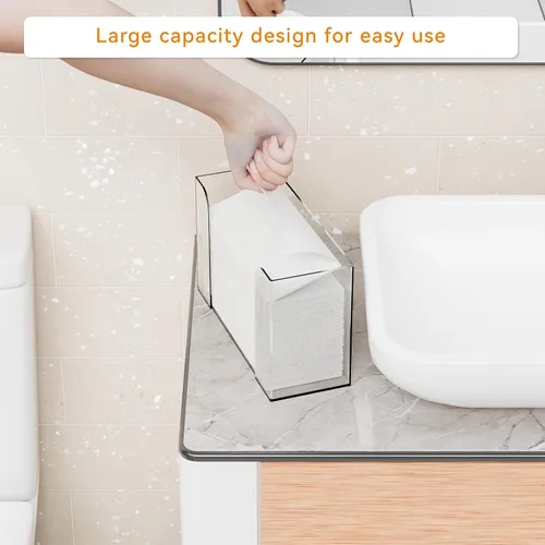Vista 4 de Dispensador de toallas de papel de baño transparente, soporte para toallas de papel acrílico triple de 11 pulgadas de largo, dispensador de toallas