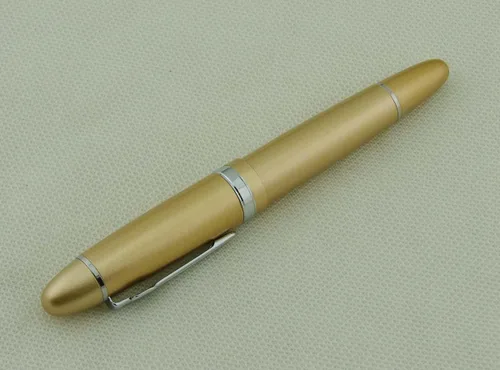 Vista 4 de Lanxivi Jinhao 159 - Pluma estilográfica color champán con ribete plateado y estuche