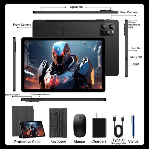 Vista 7 de Tablet Android 15, pantalla FHD de 11 pulgadas 2K 36 GB de RAM 256 GB ROM /2 TB TF T615 Octa-Core, tableta Android 2 en 1 con teclado, batería