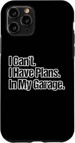 Vista 13 de Funda para iPhone 12 mini con diseño de chico de coche, con texto en inglés "I Can't I Have Planans In My Garage