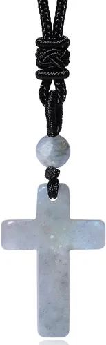 Vista 11 de XIANNVXI Collar puntiagudo con piedra de cristal curativo, cuerda negra ajustable, collar con colgante de piedras preciosas naturales, joyería