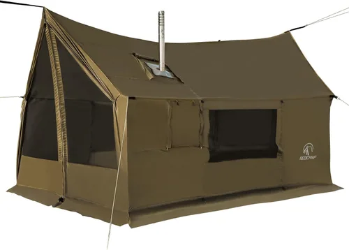 Vista 7 de REDCAMP Tienda de Campaña Caliente Grande tipo Hamaca con Salida para Estufa, Tienda de Campaña de Pared de Invierno Impermeable y Resistente al