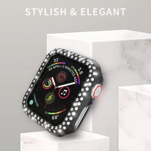 Vista 5 de Paquete de 5 fundas protectoras compatibles con Apple Watch SE Series 6, 5, 4, de 1.575 pulgadas, cubierta protectora de diamantes de cristal