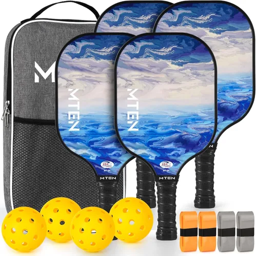 Vista 9 de Pickleball Paddles Set of 2 or 4, or Single Paddle – USAPA Approved Fiberglass Surface Pickleball Rackets Set for Men & Women
