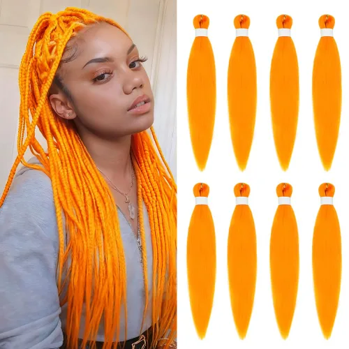Vista 71 de 8 paquetes de extensiones preestiradas - 16 pulgadas de cabello trenzado premium, 55G/paquete, sin picazón, fijación en agua caliente, textura Perm