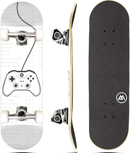 Vista 17 de Magneto Complete Skateboard 6-Layer Canadian Maple Double Kick Concave Deck Beginners, and Teens Astronaut
