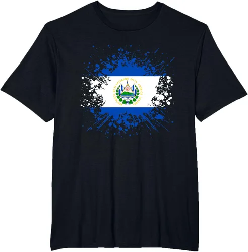 Vista 21 de Camiseta Salvador Patrimonio de la Familia Salvadoreña País Bandera de El Salvador, Negro