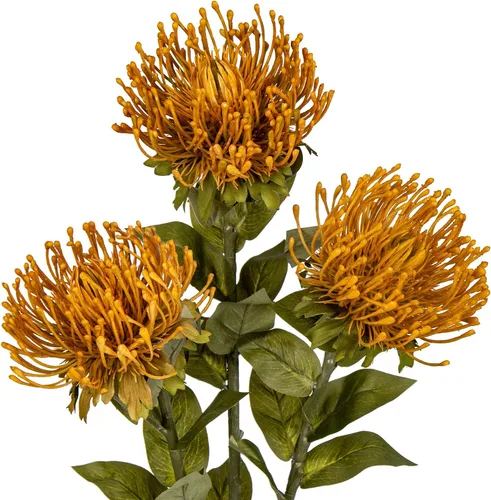 Vista 14 de Hollyone 3 piezas de flores artificiales rojas de crisantemo de otoño, margaritas de araña de seda de 72 cm de largo, flores falsas de leucospermum