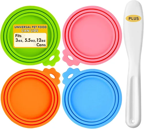 Vista 12 de Tapas para latas de comida para perros y latas de comida para gatos, paquete de 2, fundas de silicona para latas de alimentos húmedos, se adapta a