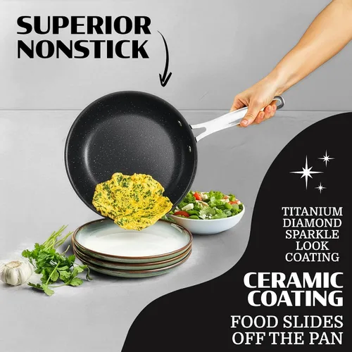 Vista 3 de GRANITESTONE Ceraluxe 20 Pc Ceramic Cookware Set, Diamond Reinforced