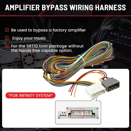 Vista 5 de RED WOLF Arnés de cableado de derivación de amplificador de fábrica para Dodge Ram 2002-2004 OEM AMP, conector de enchufe de cable de alambre