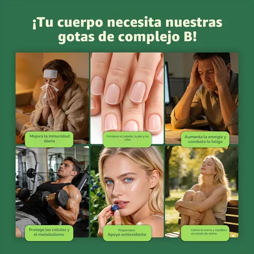 Vista 3 de Gotas del complejo de la vitamina B, 5000mcg de metilcobalamina, líquido sublingual Con B1, B2, B3, B5, B6, B7, ácido fólico y vitamina C en una