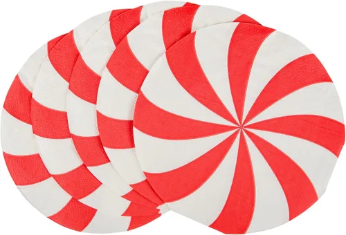Vista 8 de Servilletas de papel de Navidad, 100 servilletas desechables de caramelo de menta redondas, piruletas de Navidad, decoración de vajilla, servilletas