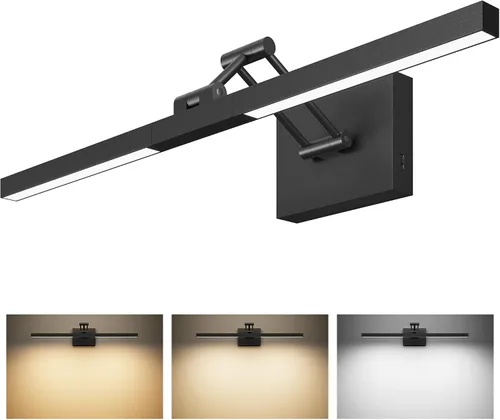 Vista 15 de VONLUCE Luz LED de Tocador de Baño de 24", Luces LED Modernas de Tocador 3CCT con Cabezal Giratorio de 360° y Brazo Oscilante, Lámpara de Baño