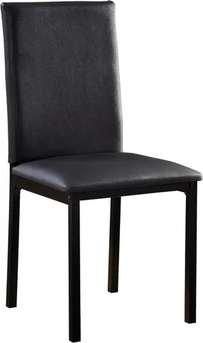 Vista 6 de Juego de 4 sillas de comedor para habitación, mesa y asientos de cocina, tapicería de piel sintética, marco de metal, muebles de comedor casuales