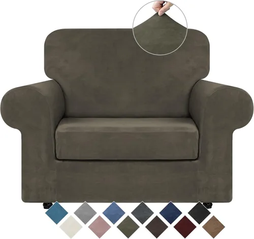 Vista 39 de WEERRW 4 Piezas Fundas de Terciopelo de Alta Elasticidad para Sofá de 3 Cojines Fundas de Sofá, Protector de Muebles Lavable con Parte Inferior