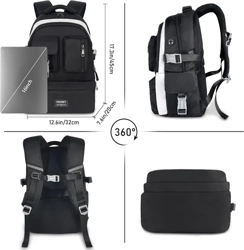 Vista 5 de FRONET Mochila para niñas y niños, mochila de viaje para hombres y mujeres, mochila escolar para estudiantes, adolescentes, niños, mochila