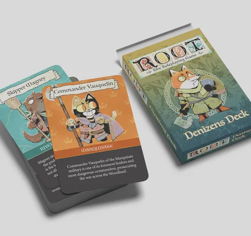 Vista 8 de Magpie Games Root The Roleplaying Game: Denizens Deck, 55 cartas NPC