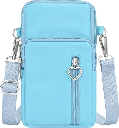 Vista 17 de YINHEXI Bolsos cruzados pequeños para mujer, a la moda, mini compartimento triple para teléfono celular, monederos cruzados Negro