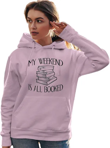 Vista 22 de Go All Out My Weekend Is All Booked Funny Book Reading Lover - Sudadera con capucha para hombre y mujer Negro