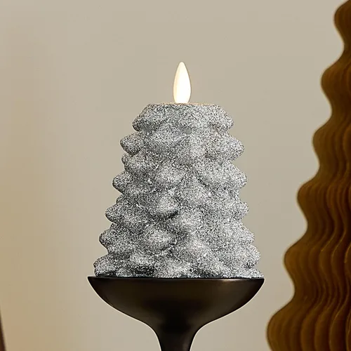Vista 9 de Luminara Vela LED sin llama con rica purpurina dorada North Tree Pilar de Llama en Movimiento (3.3" x 4.3")