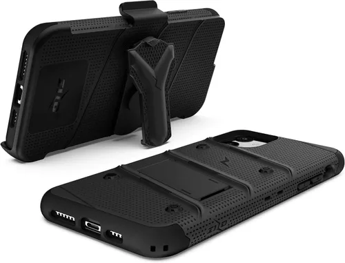 Vista 6 de Zizo Bolt Cover - Funda para iPhone 11 con grado militar, protector de pantalla de cristal, función atril y funda (color negro)