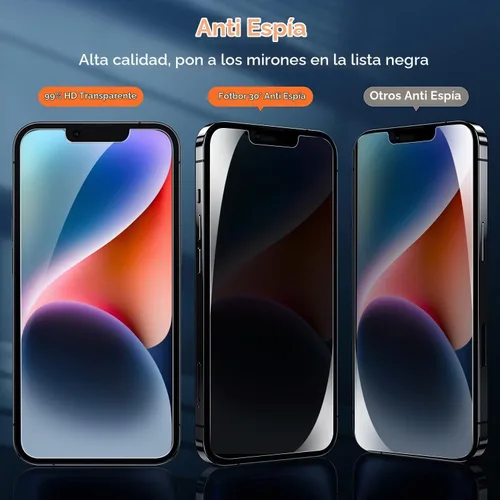 Vista 3 de Fotbor Compatible con 2 protectores de pantalla de privacidad para iPhone 14 Plus + 2 protectores de lente de cámara, vidrio templado inastillable