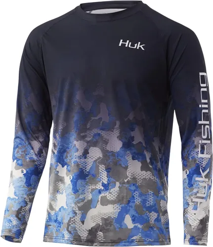 Vista 71 de Huk Pursuit Vented LS para hombre Refracción Fish Fade - San Sal/Wahoo