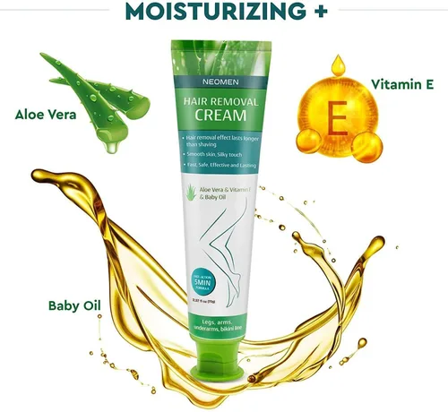 Vista 6 de Crema depilatoria para hombres y mujeres: depiladora sin dolor para pieles sensibles y áreas íntimas, hidratante con aloe vera y vitamina E, segura