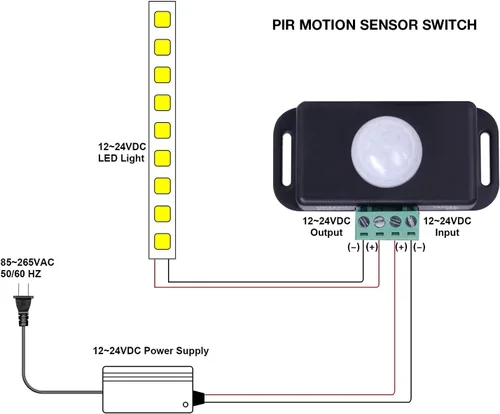 Vista 3 de Sensky BS009 12V 24V PIR Sensor LED Sensor de Movimiento Interruptor Temporizador de Movimiento Función Señal Control PIR Controlador LED Tiras