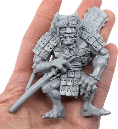 Vista 6 de Stonehaven Oni Troll Miniature - 82mm Urethane Resin Figure, 28mm Scale, with Scenic Base, Unpainted, Made in USA