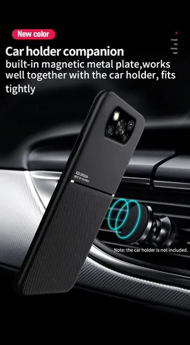 Vista 7 de Kepuch Mowen Funda Cubierta De Parachoques Placa De Metal Incorporada Para Xiaomi Poco X3/X3 NFC - Negro