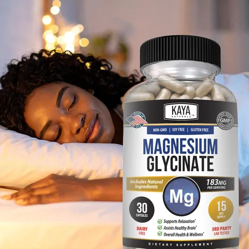 Vista 7 de Kaya Naturals Glicinato de magnesio 183 mg por cápsula, quelado para una máxima absorción, sin OMG, sin gluten, lácteos y soja, apoya la salud