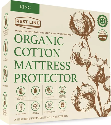 Vista 10 de Protector de colchón impermeable de algodón orgánico de alta calidad de 39 x 75 pulgadas, 100% algodón, hipoalergénico, refrescante, suave
