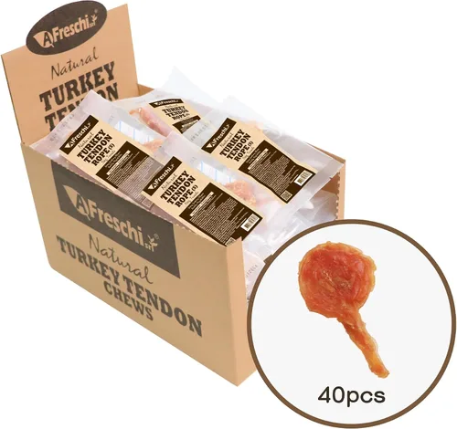 Vista 15 de AFreschi - Premios masticables de tendón de pavo para perros y cachorros, Signature Series, ingredientes de EE. UU., hipoalergénico, fácil