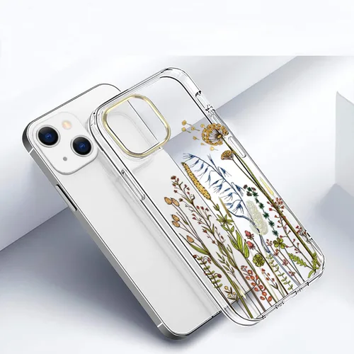 Vista 7 de luolnh Funda compatible con iPhone 15 Plus, para mujeres y niñas, a prueba de golpes, transparente, patrón floral, carcasa trasera dura para iPhone