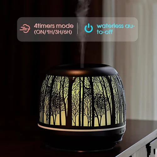 Vista 4 de Difusor grande de aromaterapia de aceite esencial para el hogar dormitorio hueco de metal decorativo habitación ultrasónica aroma aroma niebla Negro