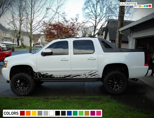 Vista 2 de Adhesivo de vinilo con salpicaduras de barro lateral compatible con Chevrolet Avalanche 2007-2013 (negro)