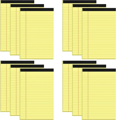 Vista 8 de Blocs de notas pequeños de 5x8 amarillos – paquete de 4, papel grueso premium de 80gsm, 30 hojas/60 páginas por bloc, páginas perforadas con rayas