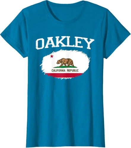 Vista 106 de OAKLEY CA CALIFORNIA Flag Vintage USA Sports Hombre Mujer Camiseta, Negro