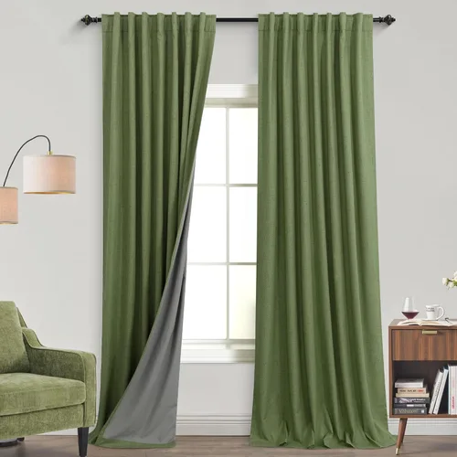 Vista 52 de KOUFALL - Cortinas de medio estilo francés de lino para ventana, juego de 2 cortinas cortas de 40 pulgadas de longitud, para privacidad, cortinas
