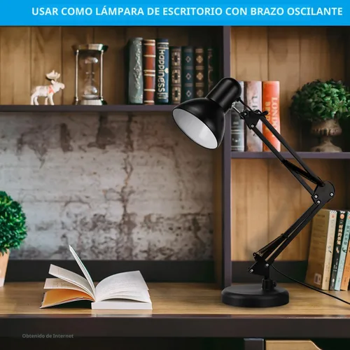 Vista 3 de TORCHSTAR Lámpara de escritorio de metal con abrazadera, brazo oscilante, lámpara de mesa de cuello de ganso ajustable para arquitectos, luces