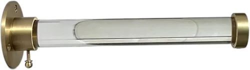 Vista 11 de Gancho para ropa montado en la pared, acabado de latón pulido, barra de Lucite resistente con soportes dorados, organizador de armario para abrigos