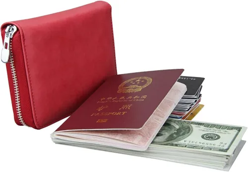 Vista 24 de boshiho Cartera con bloqueo RFID de 24 ranuras para tarjetas de crédito, de piel auténtica, organizador de múltiples tarjetas, con cremallera